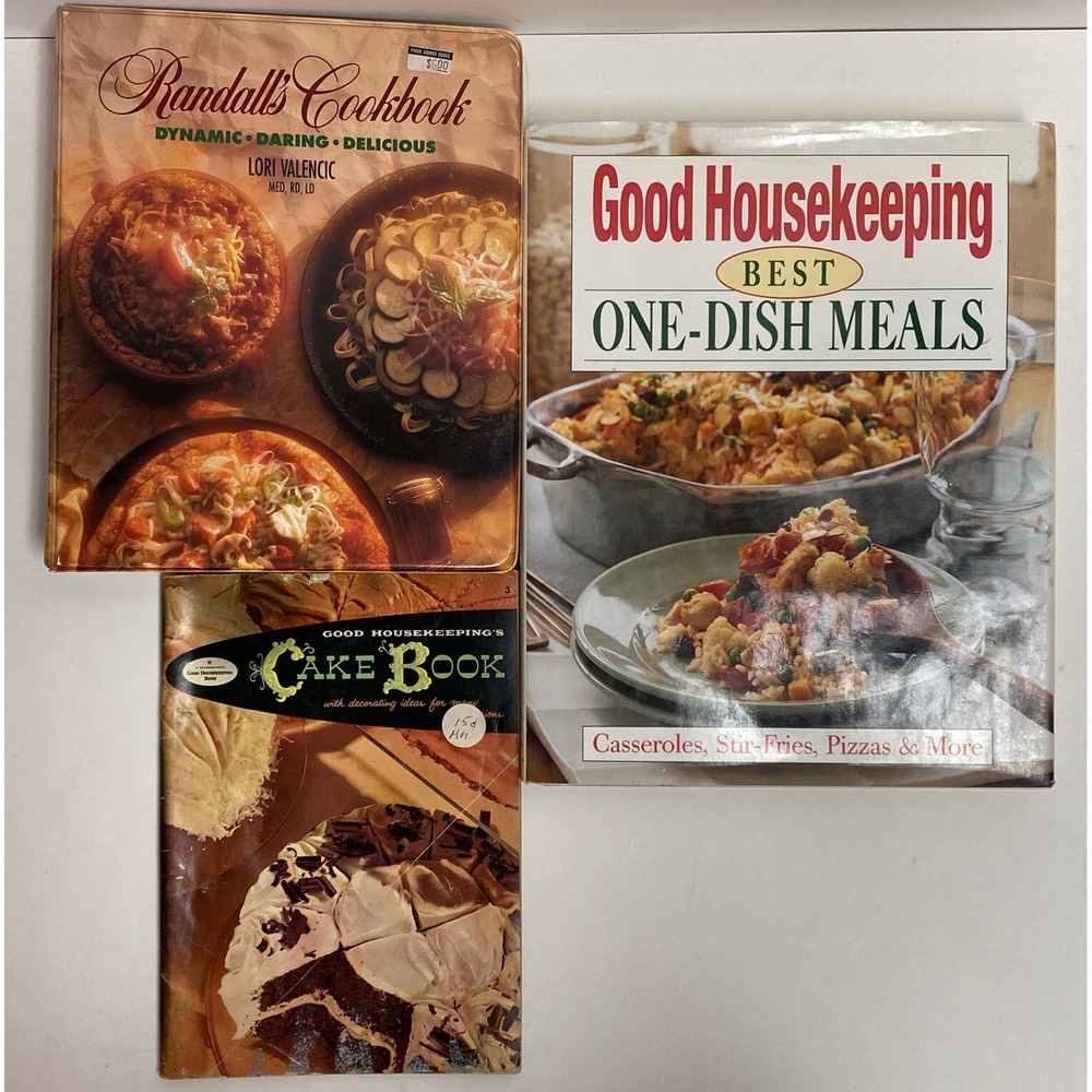 Set of 3‎ Good Housekeeping & Randall's Cookbook One dish recipes Cake baking